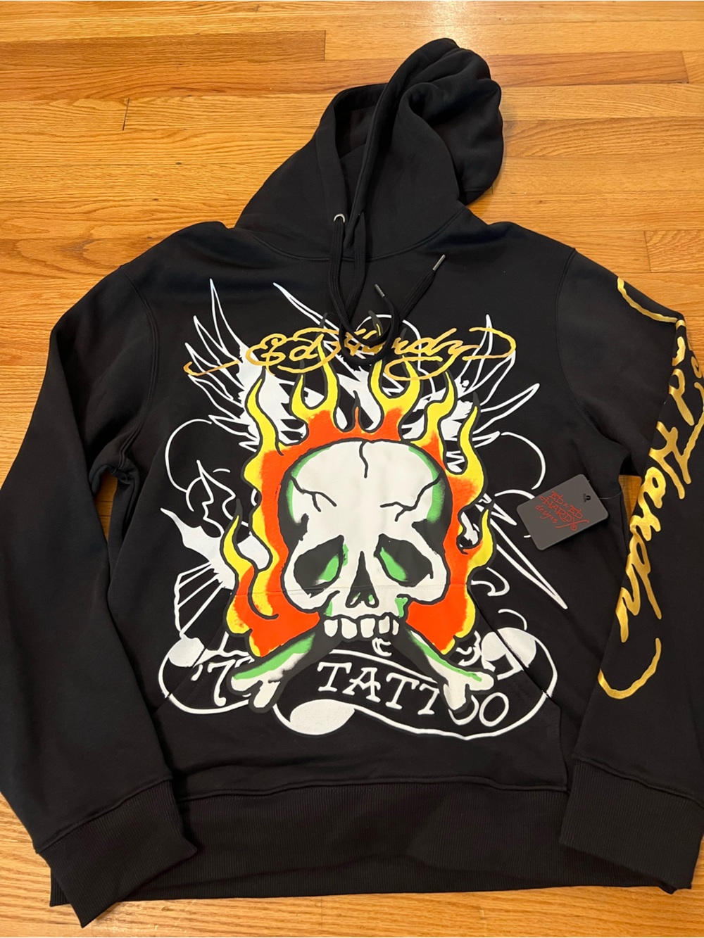 Ed Hardy Tattoo Fire Skull Pullover Hoodie